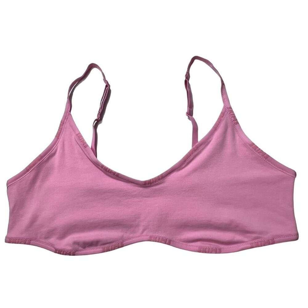 SKIMS Cotton Logo Scoop Neck Bralette NEW Bubblegum‎ 4X